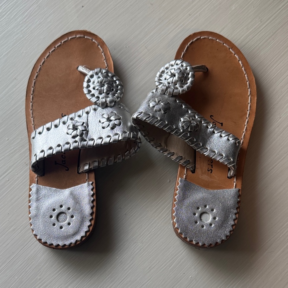 Jack Rogers Silver Hamptons Sandals for Kids